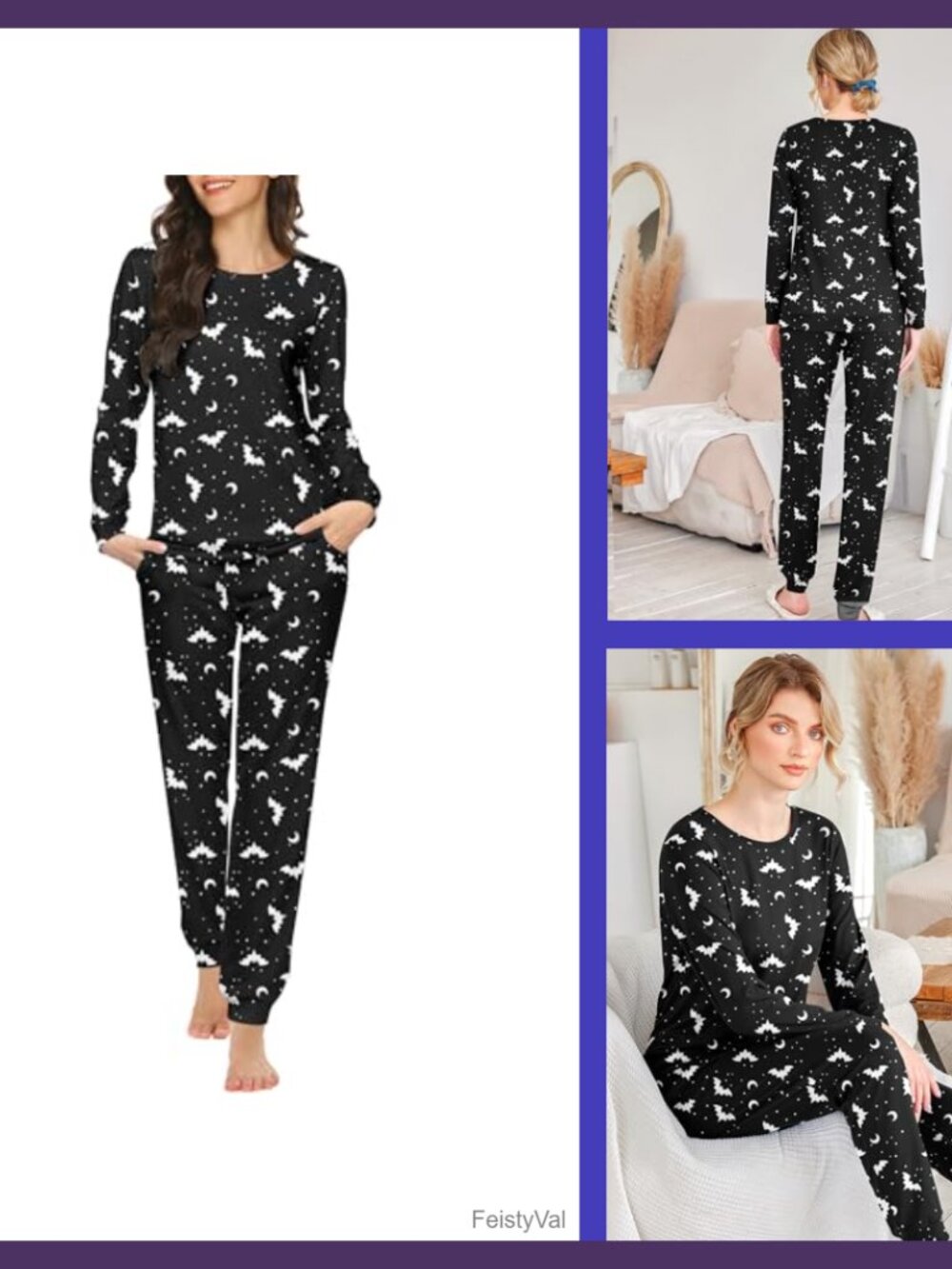 Ekouaer Women's Jogger Pajama Set Long Sleeve Sleepwear Lounge Set XS-XXL